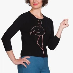 NWT royal monk cardigan with flamingo size large